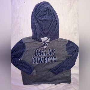 NFL Dallas Cowboys Lace-Up Crewneck Hoodie - Navy & Gray